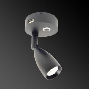 USB Charging LED Black Reading Light Aten Lighting