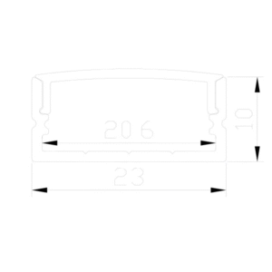 1m Aluminium Wide Profile 23mm*10mm4