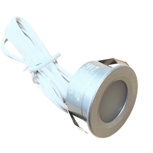 12V Silver Mini Recessed LED Downlight (IP67) – Compact Waterproof Light for Campervans, Boats & Porches